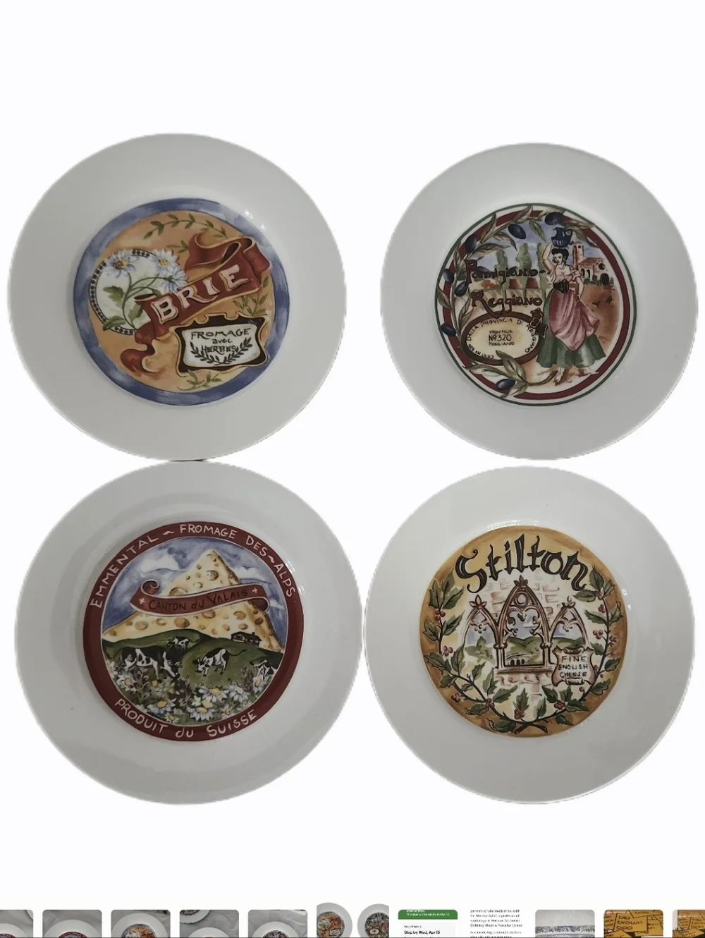 Restoration Hardware Set of four vintage ceramic cheese appetizer plates